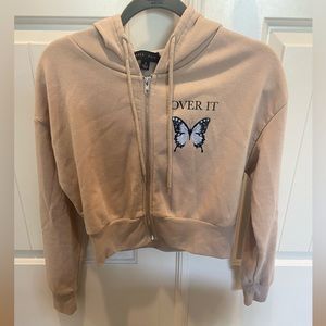 Faded rose crop hoodie sweater